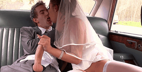 Bride Giving Handjob To Groom Inside Car