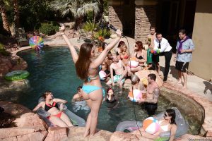 Wild pool party with reality chicks Dani Daniels and Monique Alexander