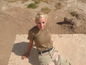Hot military blonde exposes her natural breasts and hot bottom in a solo