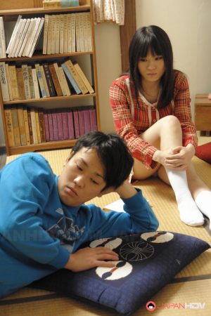 Little Japanese teen Mai Shimizu gets orally pleased by her kinky stepbrother