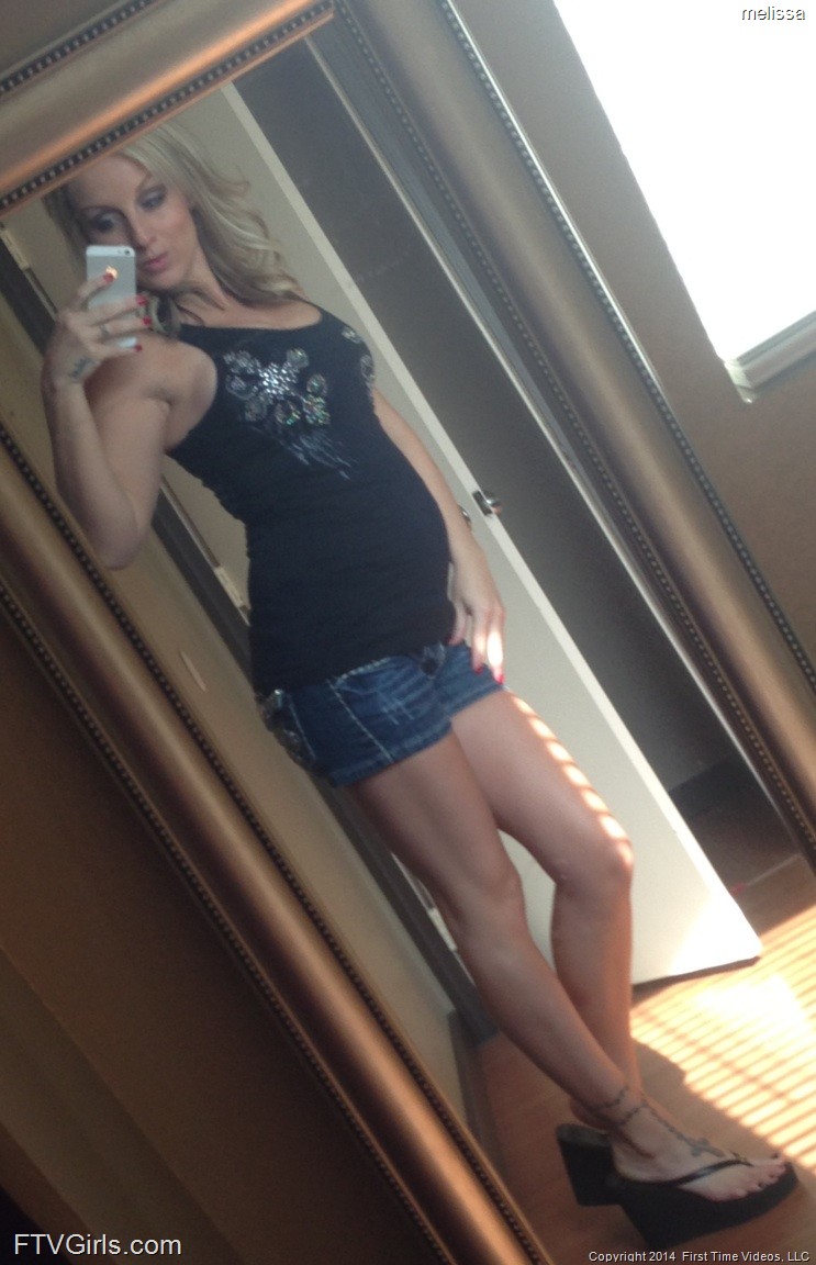Big boobed pregnant blonde Stacy Cruz taking selfies in the mirror